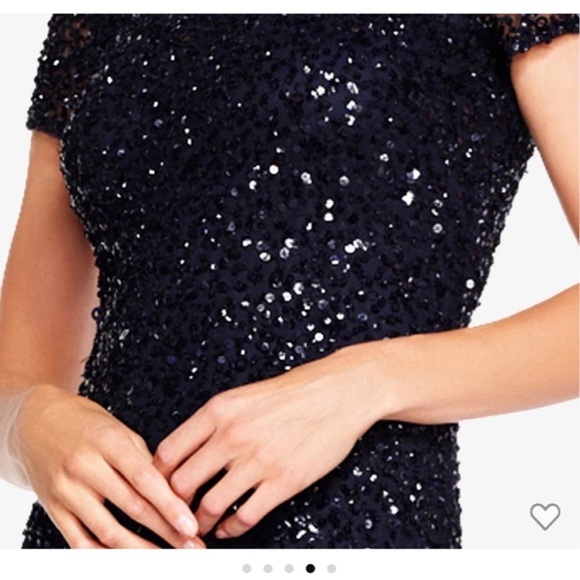 NEW Adrianna Papell Scoop Back Sequin Gown In Black sz 2P - Picture 3 of 13